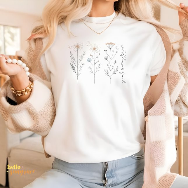Camiseta Wildflower Soul Line Art Floral (Subido por el creador)