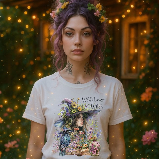 Camiseta Wildflower Witch T-Shirt - Floral Witchcore Art (Subido por el creador)