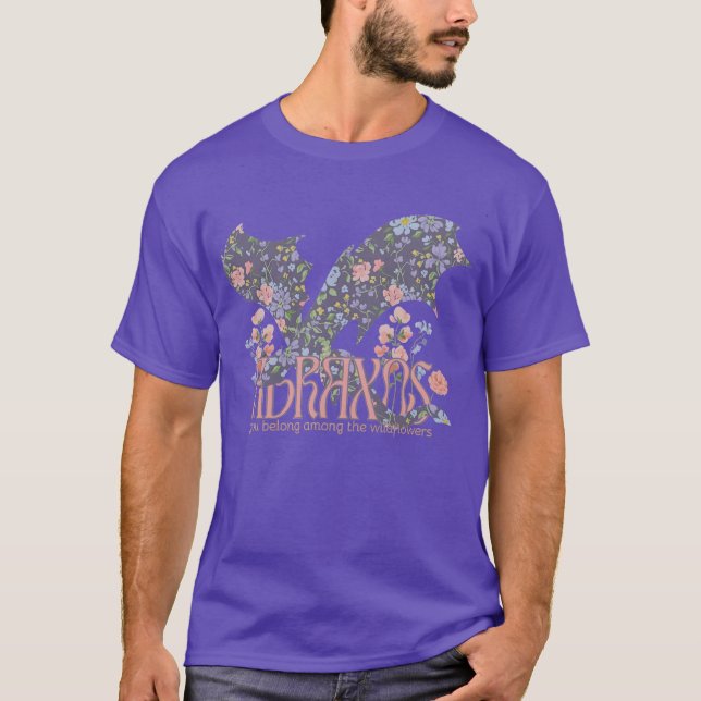 Camiseta Wildflowers Fantasy Dragon Bookish Reader - modern (Anverso)