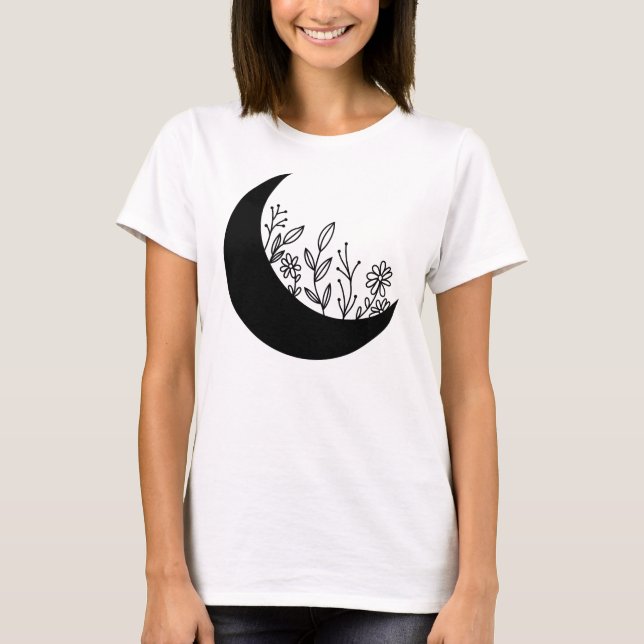 Camiseta Wildflowers Growing from Moon Illustration (Anverso)