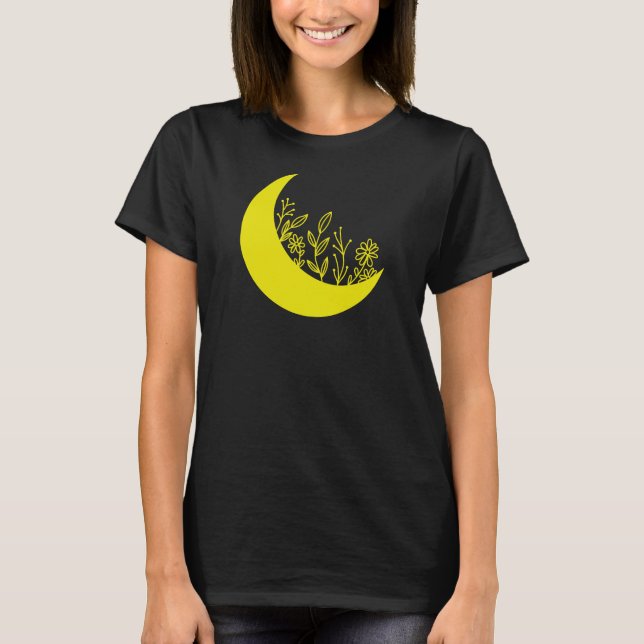 Camiseta Wildflowers Growing from Moon Illustration  (Anverso)