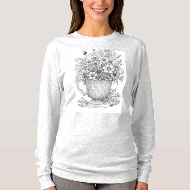 Camiseta Wildflowers in Patterned Teacup (Anverso)