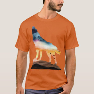 Camiseta Wildlife Animal Sunset Howling Wolf