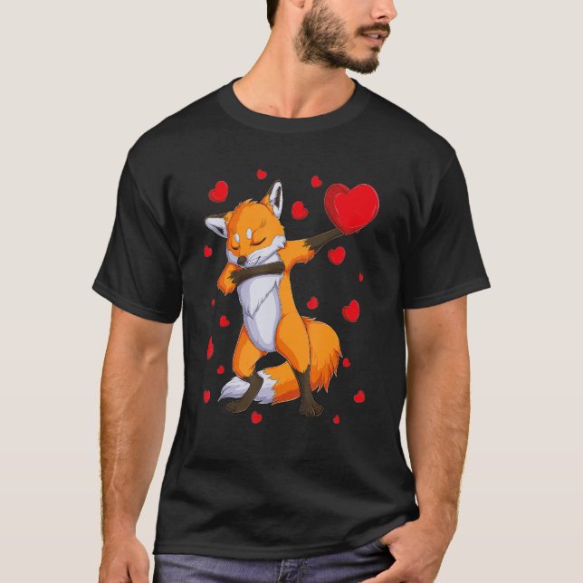 Camiseta Wildlife Dab Animals Dabbing Fox Valentine's Day k (Anverso)
