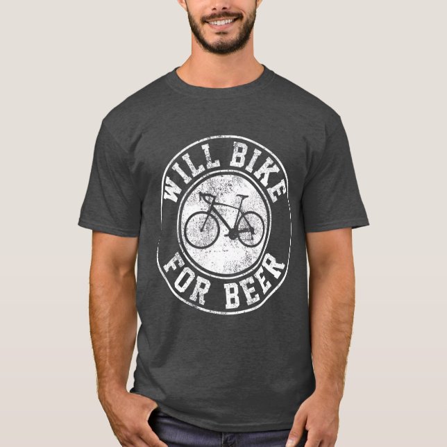 Camiseta Will Bike For Beer Cycling Road Bike Gracioso Rega (Anverso)