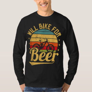 Camiseta Will Bike for Beer Funny Bike Avers Bicicleta Vint