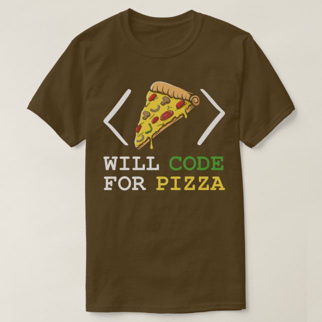 Camiseta Will Code For Pizza - Software Enginemin (Diseño del anverso)