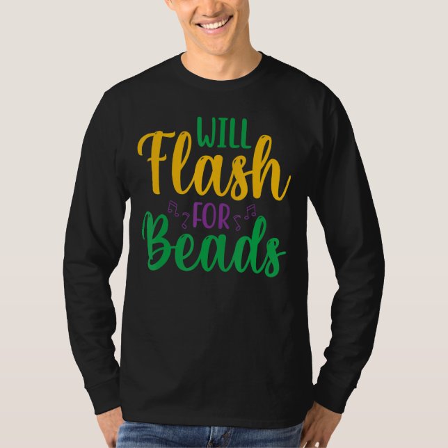 Camiseta Will Flash For Beads Diversión Mardi Gras Fiesta P (Anverso)