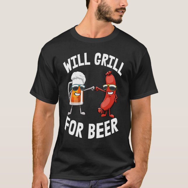 Camiseta Will Grill For Beer Women Hot Dog & Beer Foodie Lo (Anverso)