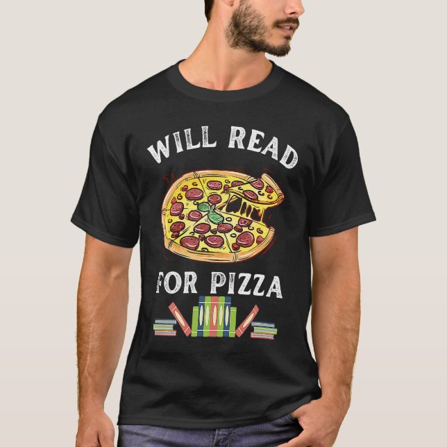 Camiseta Will Read For Pizza 90s Kids Reading Program  Read (Anverso)