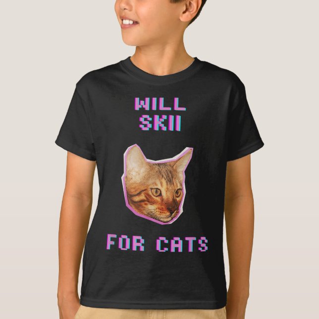 Camiseta Will Skiing For Cats Funny Winter Snow Adventure  (Anverso)