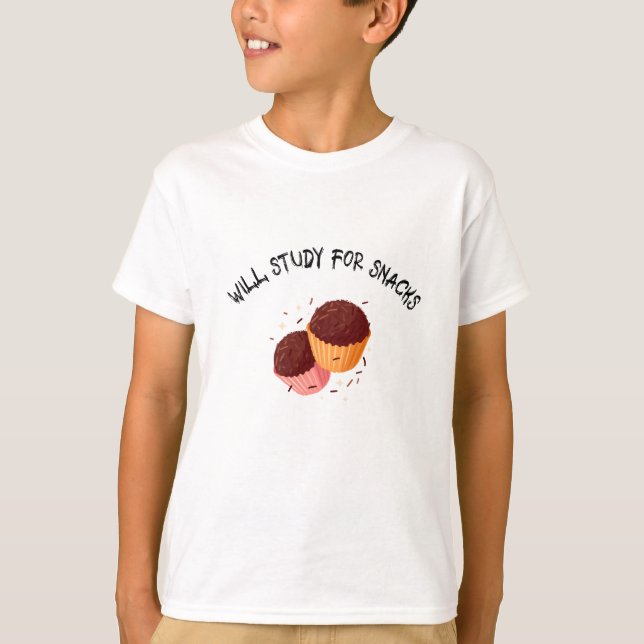 Camiseta Will Study For Snacks-school lunch break t shirt (Anverso)