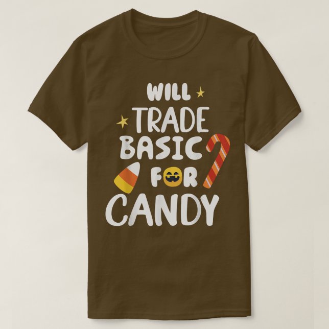Camiseta Will Trade Basic Para Candy Funny Mating Hallowee (Diseño del anverso)