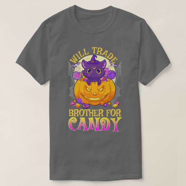 Camiseta Will Trade Brother For Candy Cute Halloween560 (Diseño del anverso)