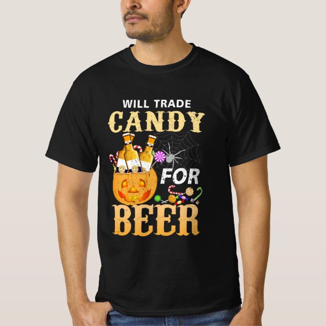 Camiseta Will Trade Candy Para Beer College Costum Hallowee (Anverso)