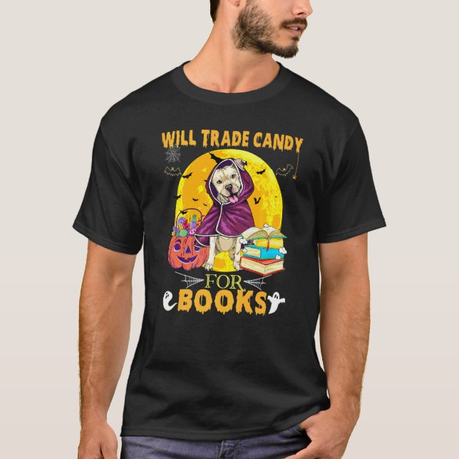 Camiseta Will Trade Candy Para Libros Pitbull Perro Witch H (Anverso)