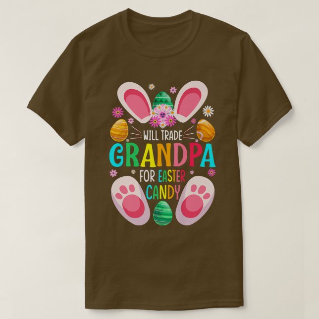 Camiseta Will Trade Grandpa For Easter Candy Boys Girls593 (Diseño del anverso)