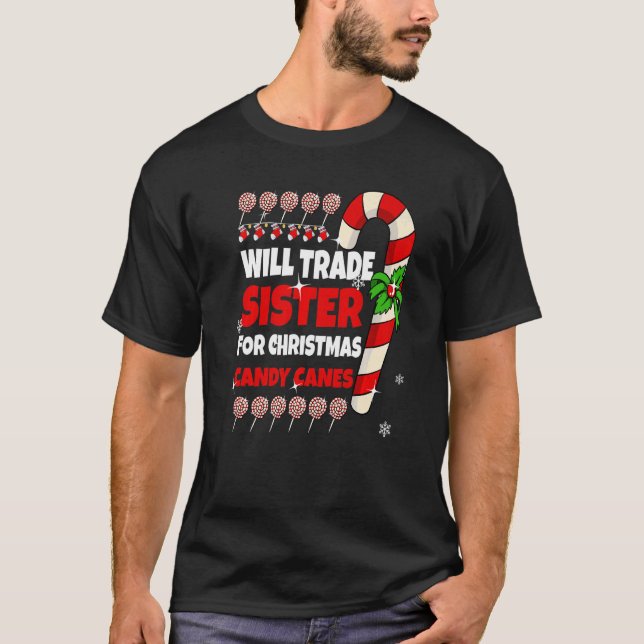 Camiseta Will Trade Sister para Navidades Candy Canes Boy G (Anverso)