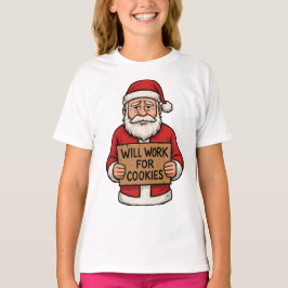 Camiseta Will Work for Cookies – Cute Funny Santa Christmas