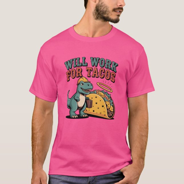 Camiseta Will Work foracos Funny Food Lover Quote retro (Anverso)