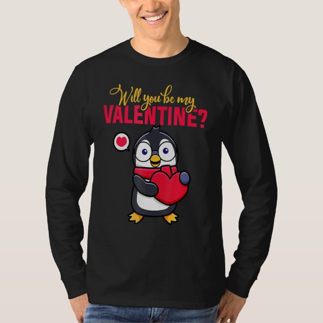 Camiseta Will You Be My Valentine Penguin Valentine's Day (Anverso)
