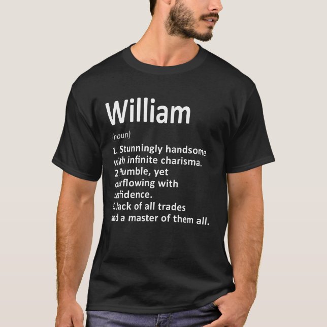 Camiseta William Definition Personalized Name Funny Birthda (Anverso)