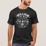 Camiseta William Man Myth Legend Funny Birthday Name<br><div class="desc">Este es un producto para William con el texto: William The Man The Myth The Legend. Este es un divertido atuendo personalizado y sarcástico y presente para amigos y familiares por cumpleaños, día del padre o Navidades. Si su nombre o apellido es William, este producto es para usted. Mejor William,...</div>