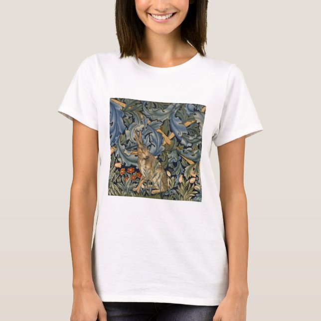 Camiseta William Morris Forest Rabbit Floral Art Nouveau (Anverso)