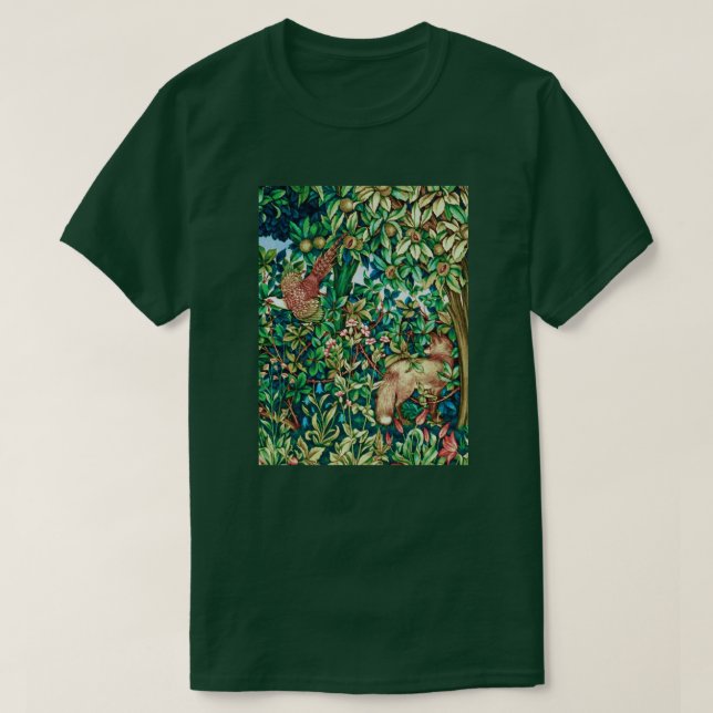 Camiseta William Morris Fox y la impresión de tapices de fa (Diseño del anverso)