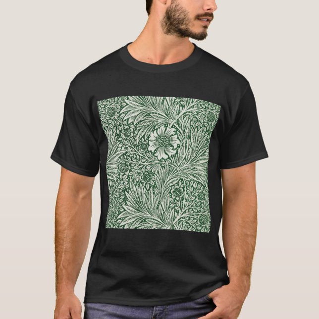 Camiseta william morris marigold flor floral verde (Anverso)