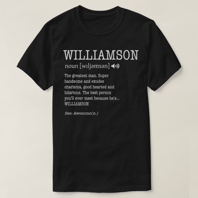 Camiseta Williamson divertida definición de nombre masculin (Diseño del anverso)