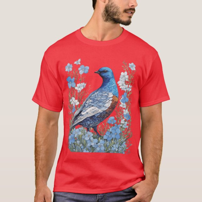 Camiseta Willow Ptarmigan Grouse And ForgetMeNots (Anverso)