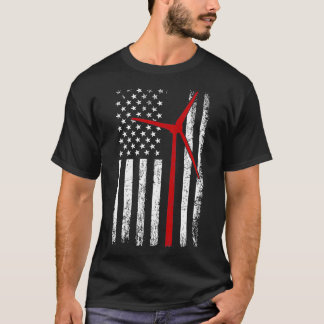 Camiseta Wind Energy American Flag Renewable Energy windmil