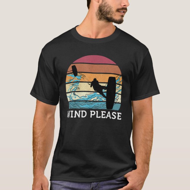 Camiseta Wind Please Kitesurfing Retro Sunset Surfboard (Anverso)