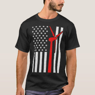 Camiseta Wind Turbine Technician Bandera Americana