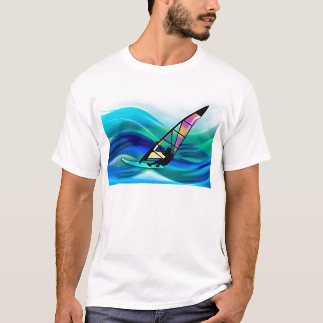 Camiseta Windsurfer del tecnicolor en un tifón (Anverso)