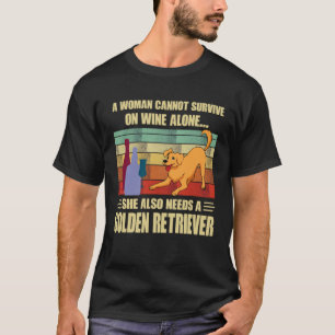 Camiseta Wine and Golden Retriever es todo lo que necesito