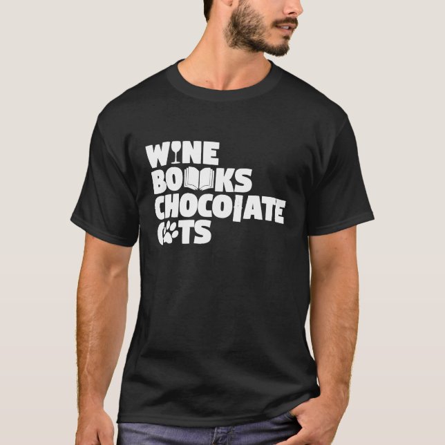Camiseta Wine Books Chocolate Cats divertidos (Anverso)