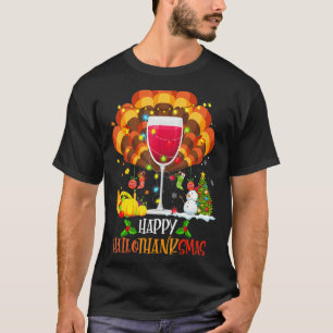 Camiseta Wine de Acción de Gracias de Vidrio de Vino Feliz