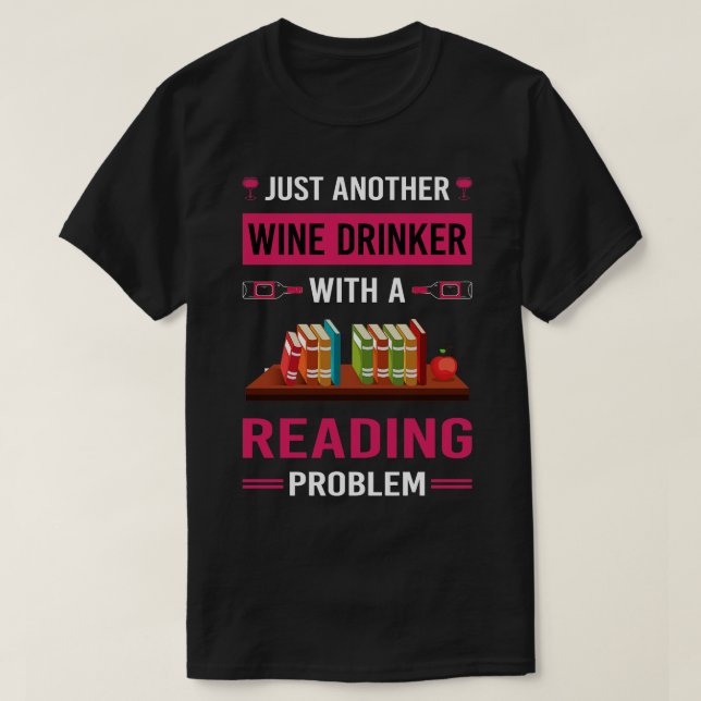 Camiseta Wine Drinker leyendo libros (Diseño del anverso)