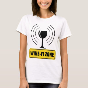 Camiseta Wine-Fi Zone Funny Wine Glass Waves WiFi