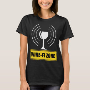 Camiseta Wine-Fi Zone Funny Wine Glass Waves WiFi