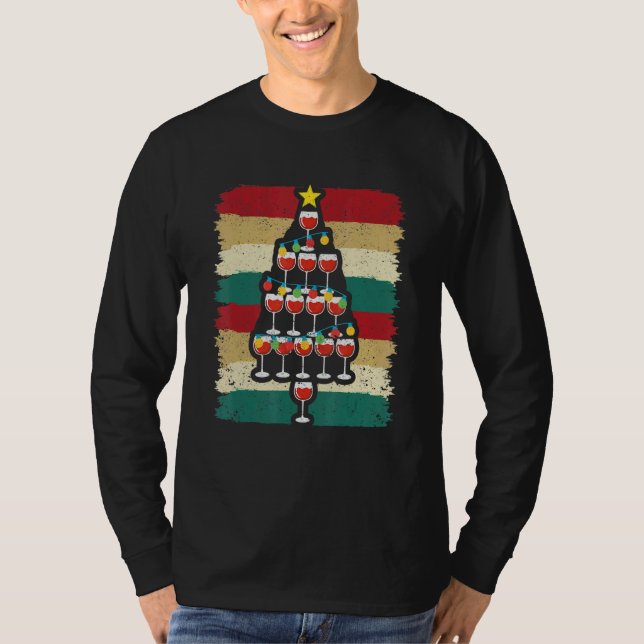 Camiseta Wine Glass Christmas Tree  Holiday Xmas Season Paj (Anverso)
