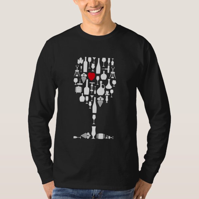 Camiseta Wine Glass Heart Wine  1 (Anverso)