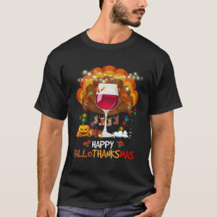 Camiseta Wine Glass Thankding Funny Wine Happy Hallogracias