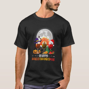 Camiseta Wine Glass Thankgiving Wine Happy Hallothanksmas
