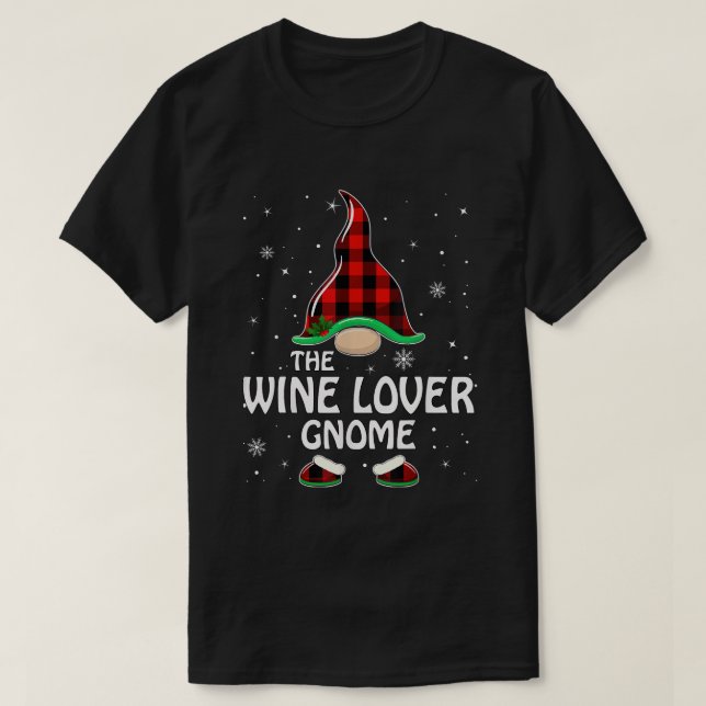 Camiseta Wine Lover Gnome Buffalo Plaid Materia Familia Chr (Diseño del anverso)