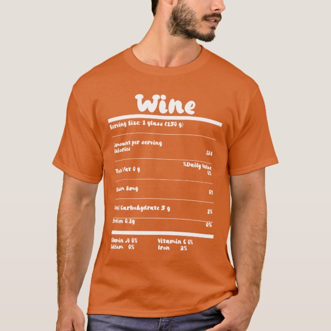 Camiseta Wine Nutrition Facts Food Calories Holiday girl (Anverso)