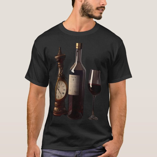 Camiseta Wine O'Clock Red Wine Glass Bottle Drinking Cockta (Anverso)