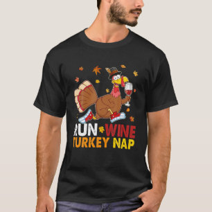Camiseta Wine Run Wine Turkey Nap Womens Gracioso Día de Ac